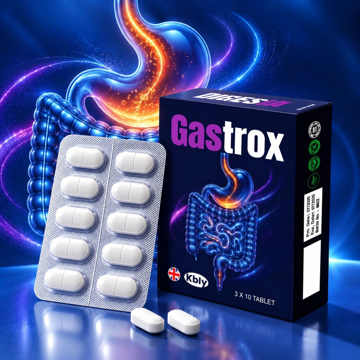 KBLY Gastrox | Digestive Health Support | 30 Tablets