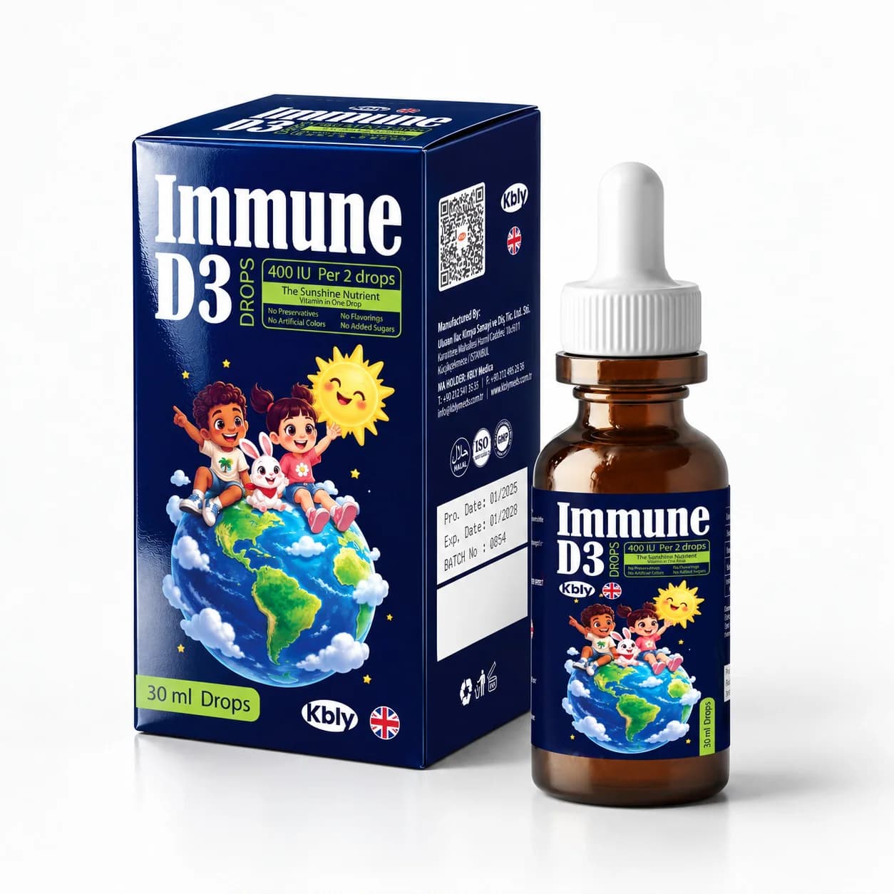 KBLY Immune D3 Drops | Vitamin D3 400 IU | Immune Support | 30 ml